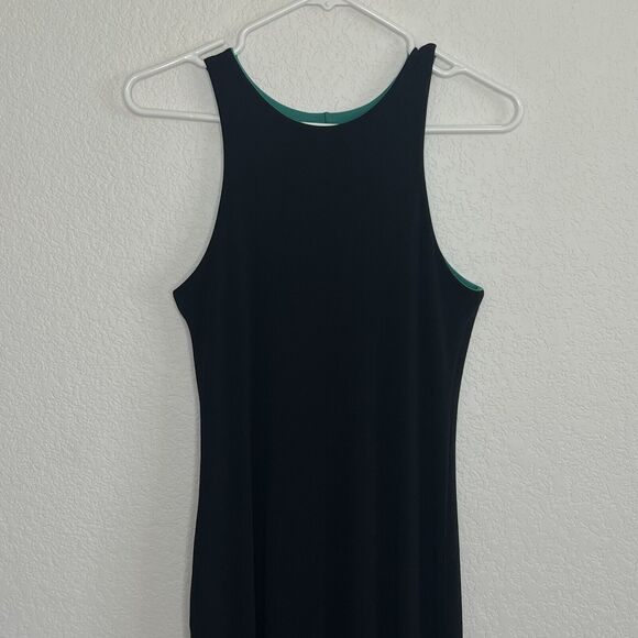 Eva Varro Women's Asymmetric Fringe Dress Reversible Black Green Small New ac27 - Picture 6 of 11